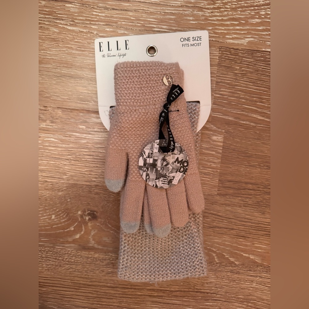 Elle Blush and Gray Knit Accessory Set